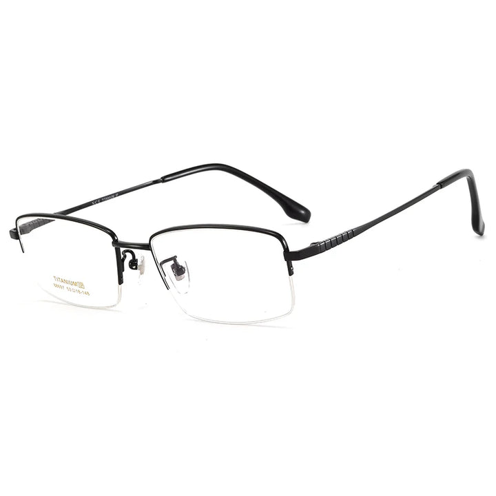 Bclear Unisex Semi Rim Square Small Titanium Eyeglasses 86697 Semi Rim Bclear black
