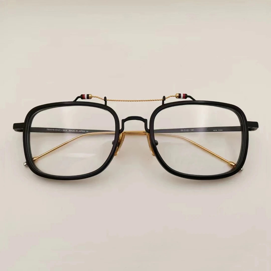 Black Mask Unisex Full Rim Square Double Bridge Alloy Acetate Eyeglasses Tbs816 Full Rim Black Mask