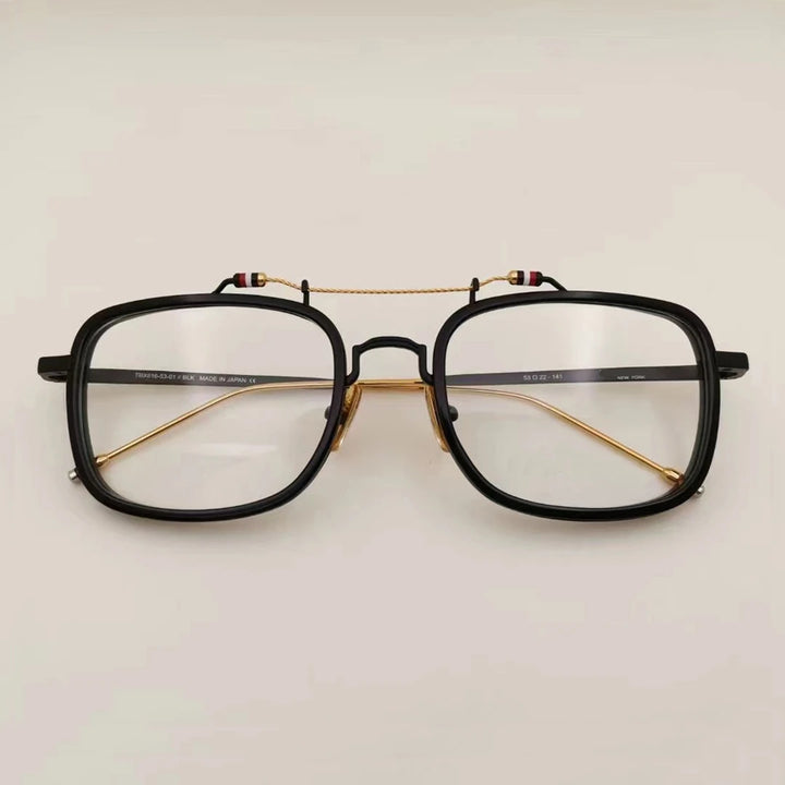 Black Mask Unisex Full Rim Square Double Bridge Alloy Acetate Eyeglasses Tbs816 Full Rim Black Mask