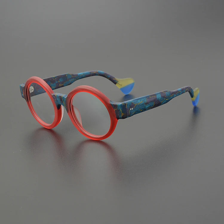 Nobler Unisex Full Rim Large Round Frosted Acetate Eyeglasses 19271 Full Rim Nobler C1