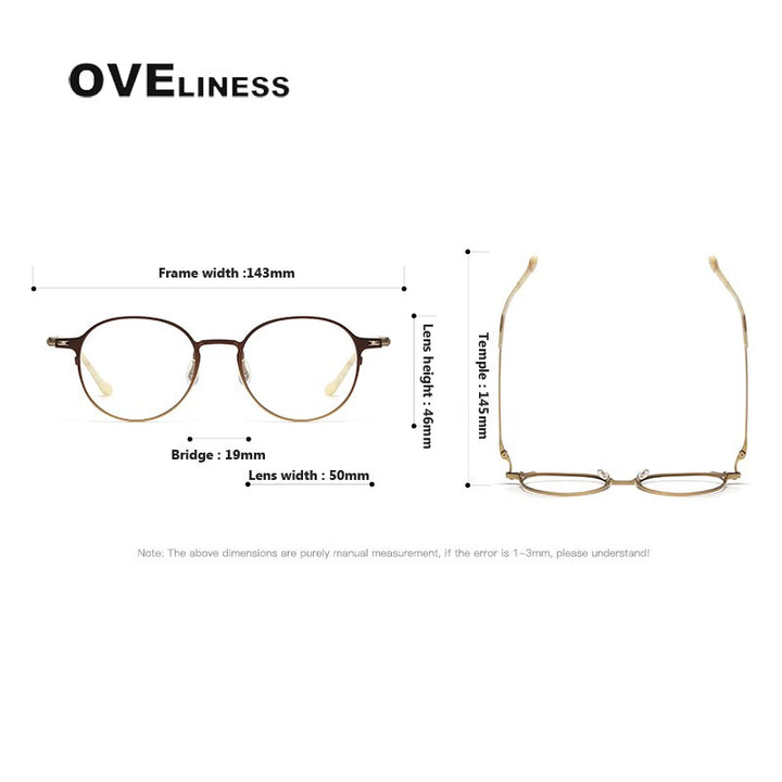 Oveliness Unisex Full Rim Round Titanium Eyeglasses 8202315 Full Rim Oveliness   