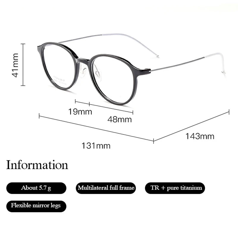 Hotony Women's Full Rim Round Acetate Titanium Eyeglasses 58204