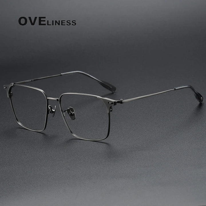 Oveliness Men's Full Rim Square Titanium Eyeglasses 8106 Full Rim Oveliness gun  