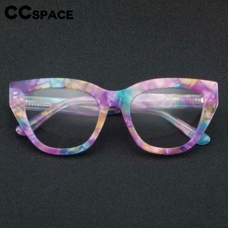CCspace Unisex Full Rim Square Cat Eye Acetate Eyeglasses 56813 Full Rim CCspace