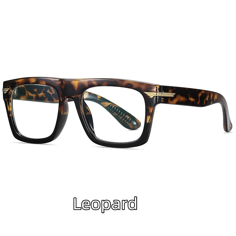 Kocolior Unisex Full Rim Square Acetate Hyperopic Reading Glasses 3394 Reading Glasses Kocolior Leopard 0 