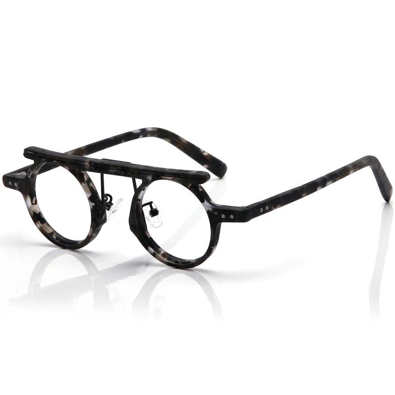 Muzz Unisex Full Rim Round Double Bridge Acetate Eyeglasses P596 Full Rim Muzz C 2