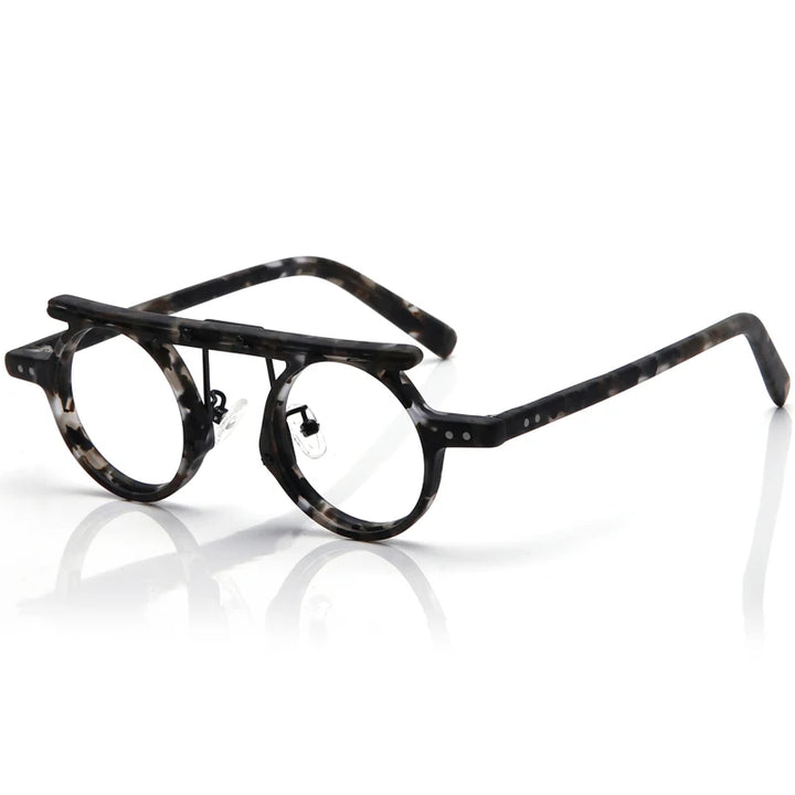 Muzz Unisex Full Rim Round Double Bridge Acetate Eyeglasses P596 Full Rim Muzz C 2