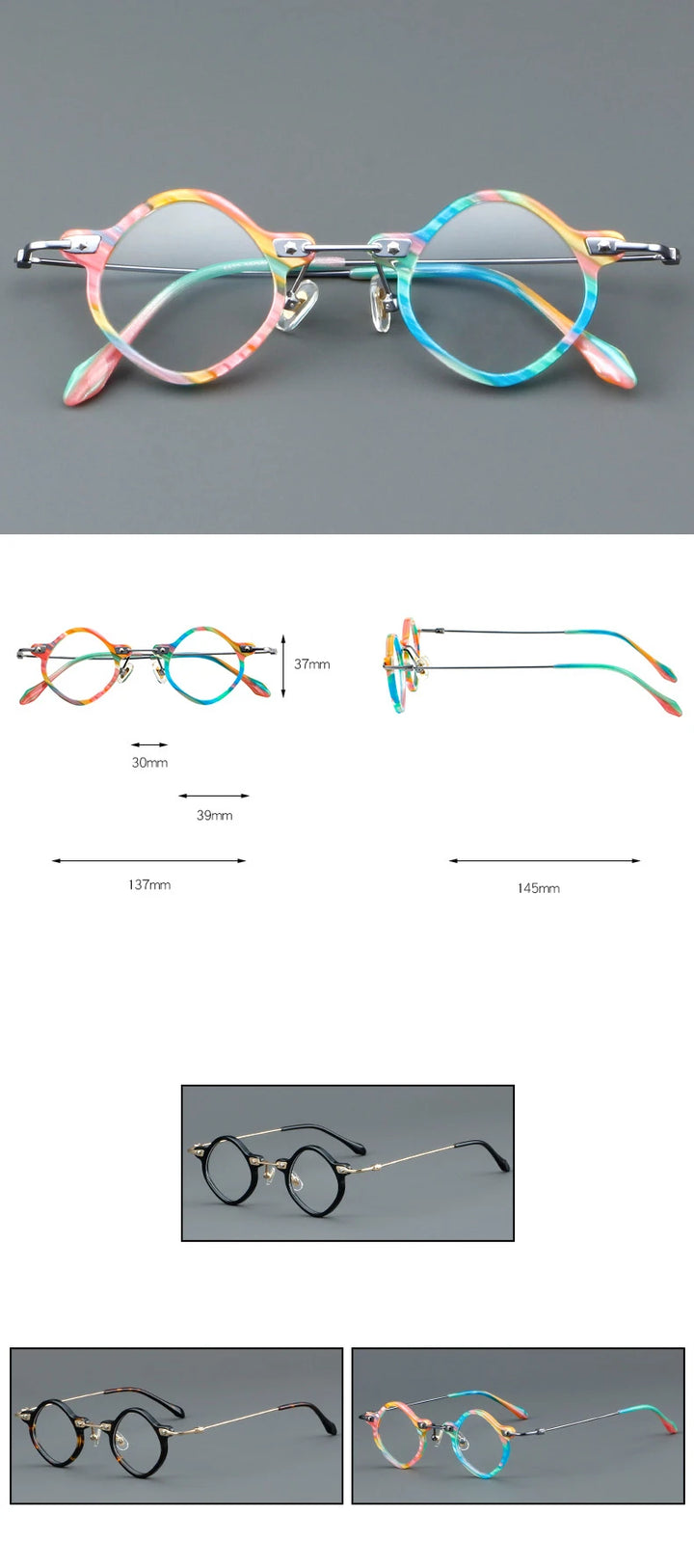 CCspace Women's Full Rim Round Acetate Alloy Eyeglasses 57170 Full Rim CCspace
