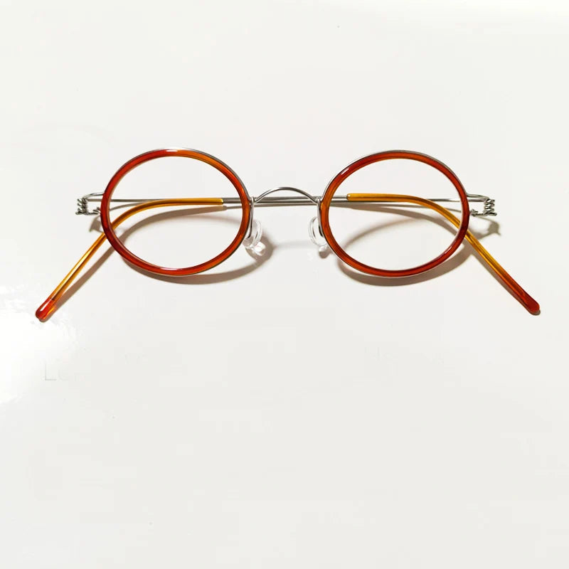 Yujo Unisex Full Rim Oval Steel Acetate Screwless Reading Glasses 61433
