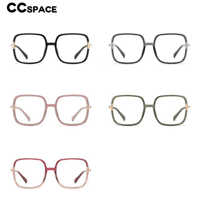 CCspace Unisex Full Rim Large Square Tr 90 Titanium Eyeglasses 56314 Full Rim CCspace