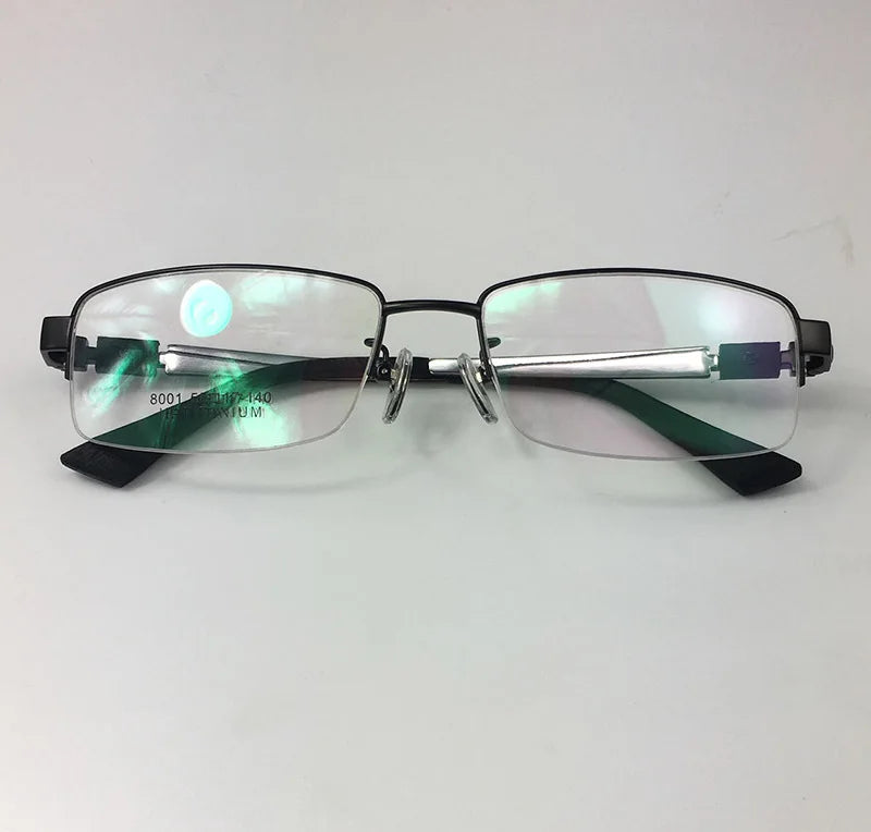 Brightzone Men's Semi Rim Big Square Titanium Eyeglasses 428001 Semi Rim Brightzone black