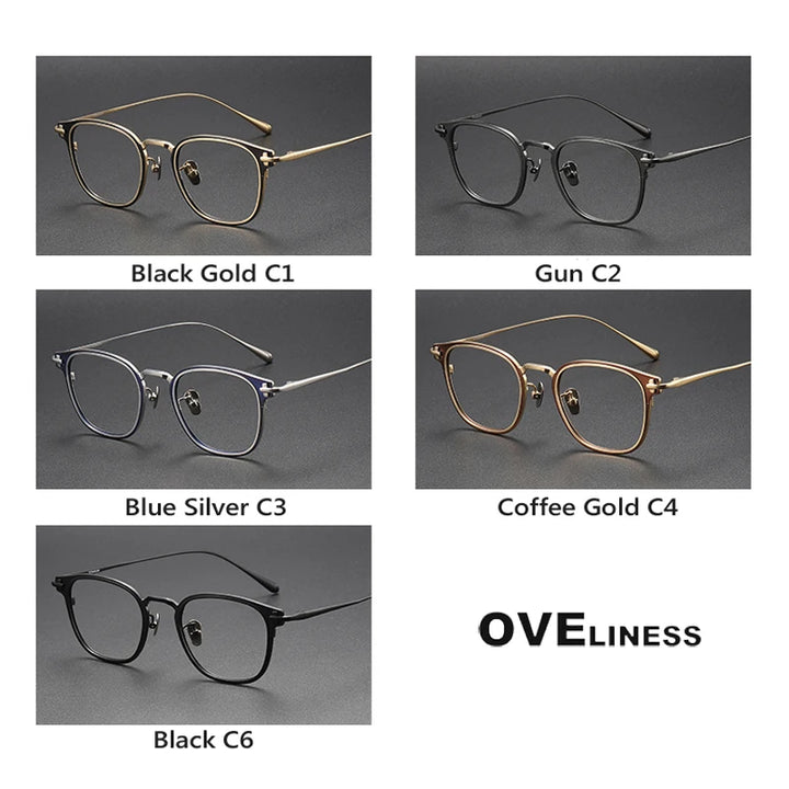 Oveliness Unisex Full Rim Square Acetate Titanium Eyeglasses 4321 Full Rim Oveliness   