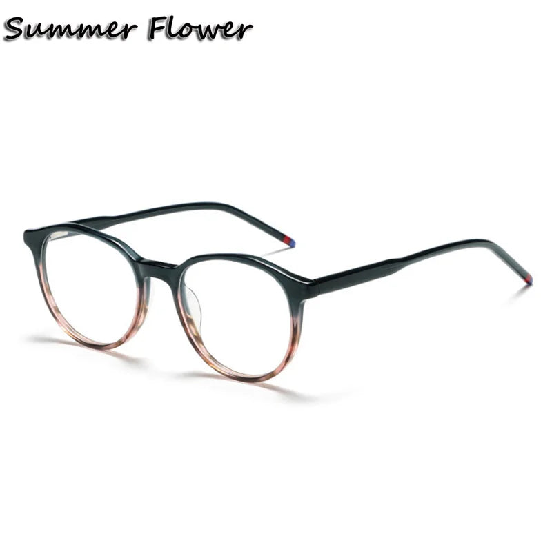 Summer Flower Women's Full Rim Round Acetate Eyeglasses 81010 Full Rim Summer Flower C6