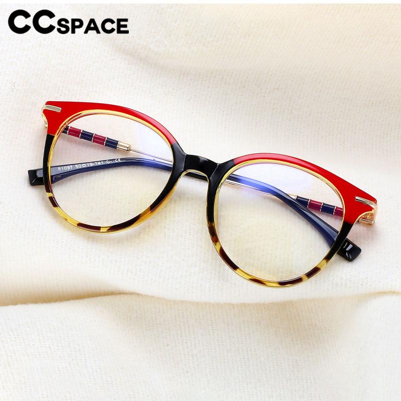 CCspace Women's Full Rim Round Acetate Alloy Eyeglasses 56609 Full Rim CCspace