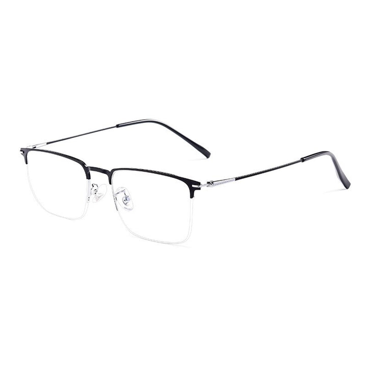 Yimaruili Men's Semi Rim Square Alloy Eyeglasses 0608 Semi Rim Yimaruili Eyeglasses Black Silver