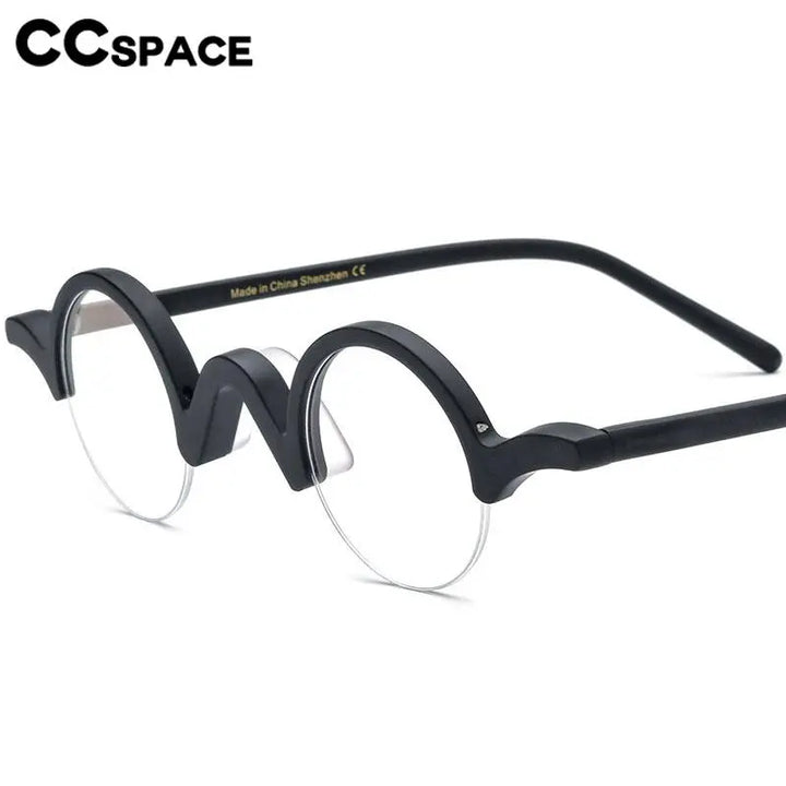 CCspace Unisex Semi Rim Round Acetate Eyeglasses 56883 Semi Rim CCspace