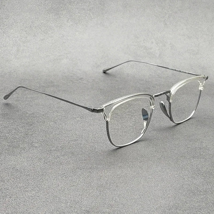 Black Mask Men's Full Rim Square Acetate Titanium Eyeglasses 41112