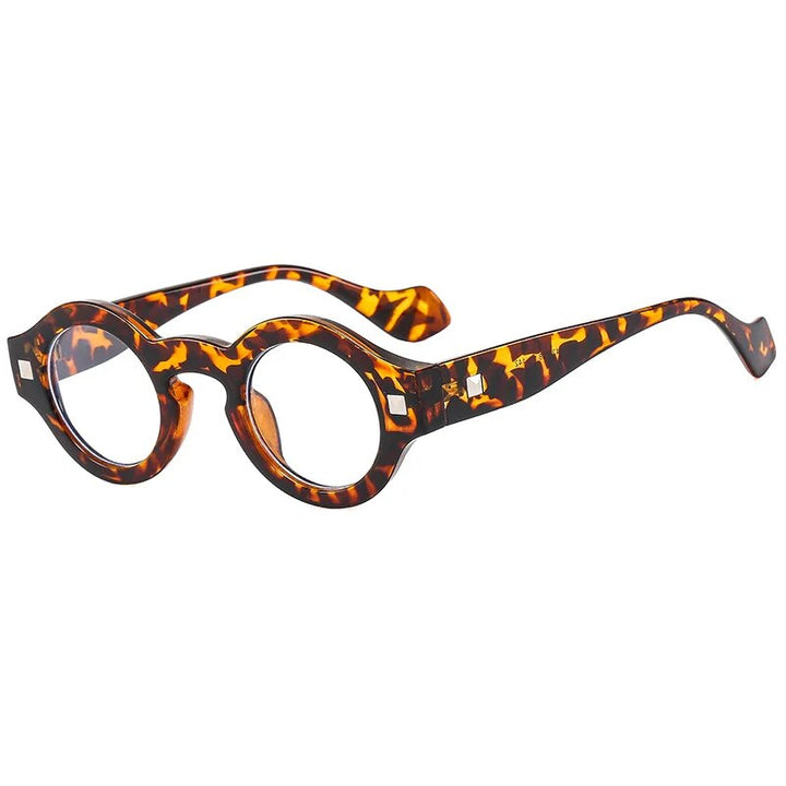 CCspace Unisex Full Rim Small Round Acetate Reading Glasses R57019 Reading Glasses CCspace C3Leopard 0