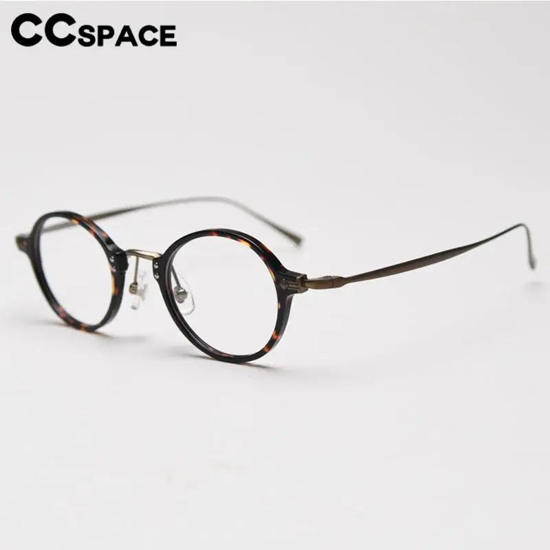 CCspace Unisex Full Rim Small Round Acetate Eyeglasses 57268 Full Rim CCspace