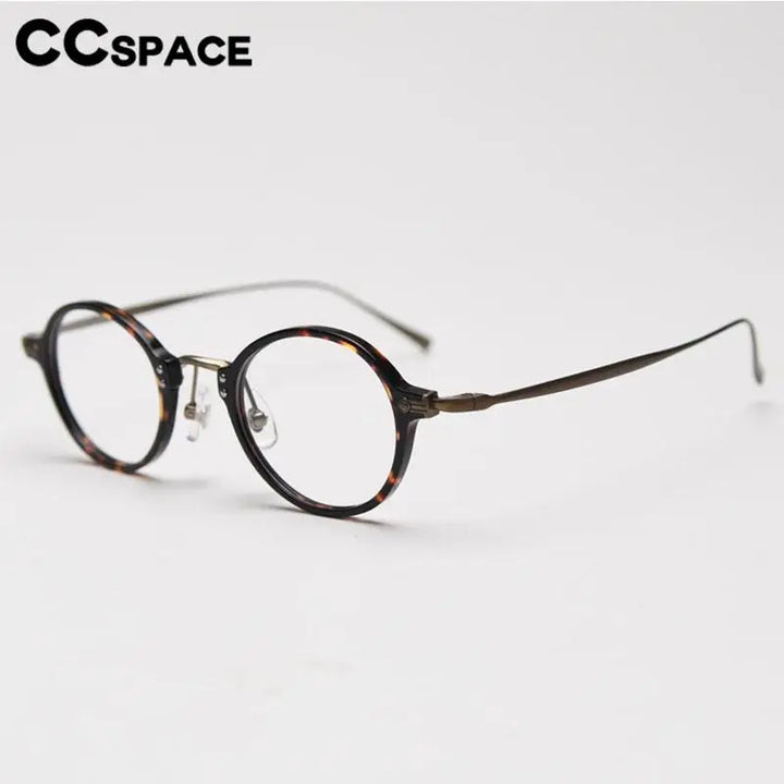 CCspace Unisex Full Rim Small Round Acetate Eyeglasses 57268 Full Rim CCspace