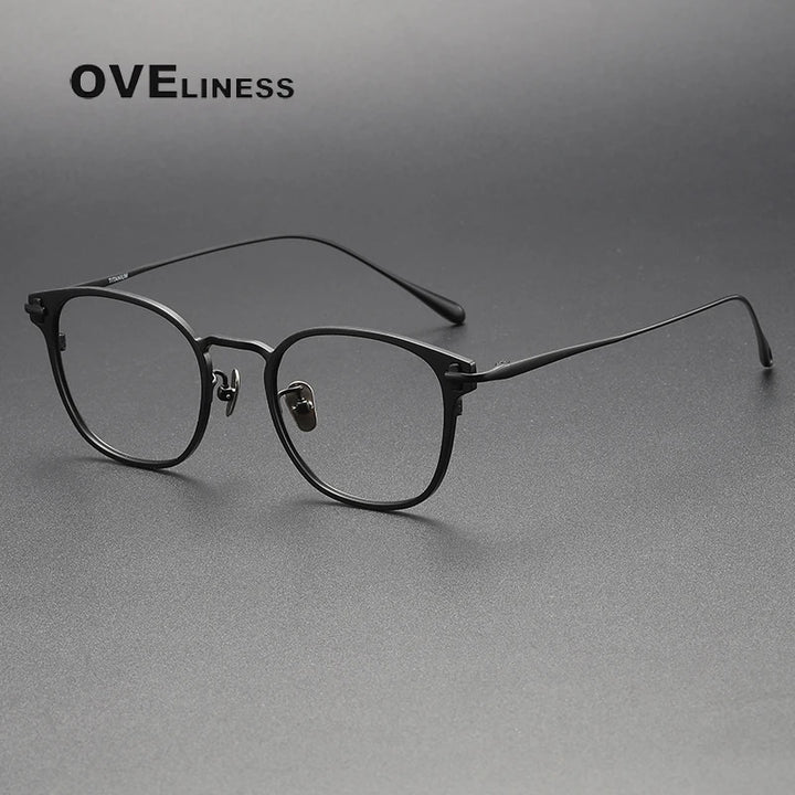 Oveliness Unisex Full Rim Square Titanium Eyeglasses 5021 Full Rim Oveliness black  