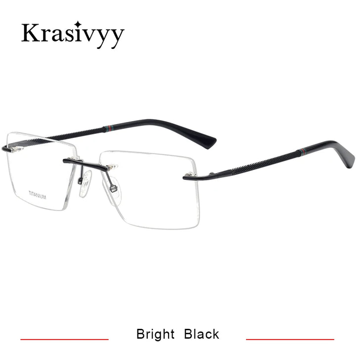 Krasivyy Unisex Rimless Square Titanium Eyeglasses 1657 Rimless Krasivyy Bright Black