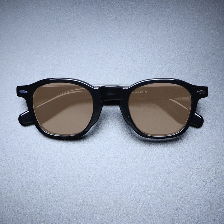 Gatenac Unisex Full Rim Square Acetate Polarized Sunglasses M001 Sunglasses Gatenac Black Brown  