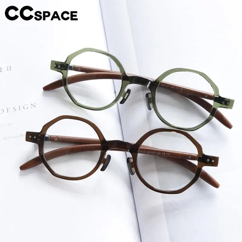 CCspace Unisex Full Rim Polygon Tr 90 Titanium Eyeglasses 56995 Full Rim CCspace