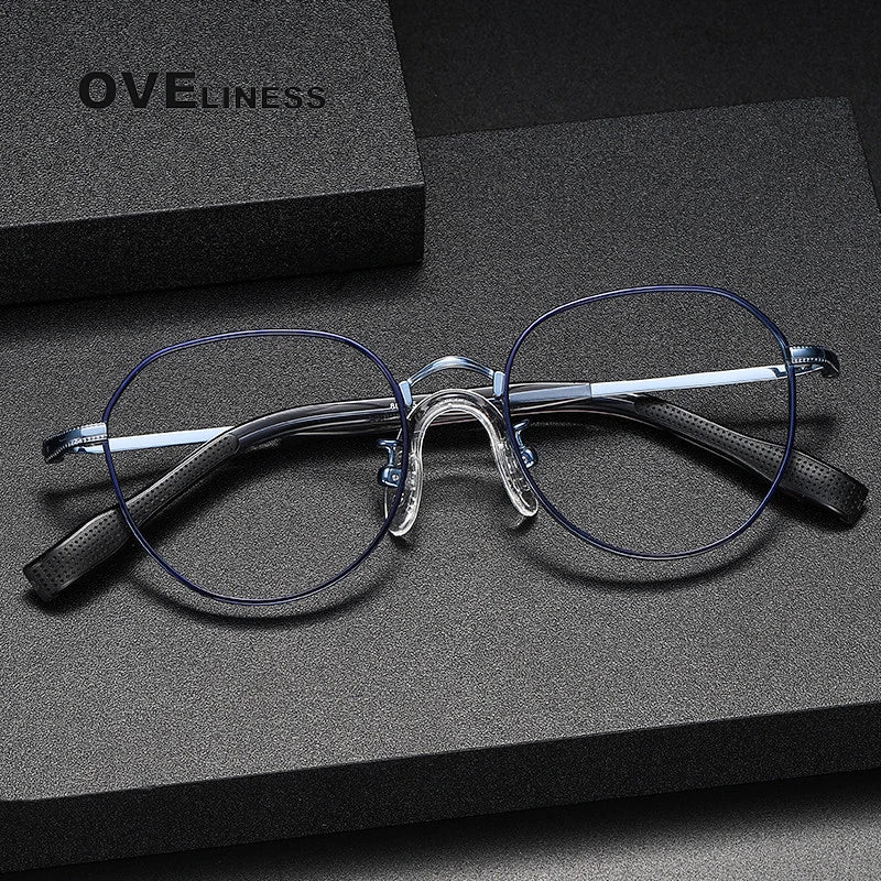Oveliness Unisex Full Rim Flat Top Round Titanium Eyeglasses 80935 Full Rim Oveliness