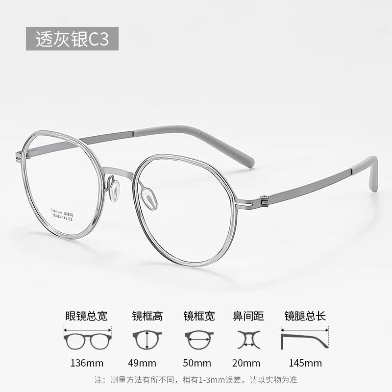 Reven Jate Unisex Full Rim Round Titanium Eyeglasses 2608 Full Rim Reven Jate C3