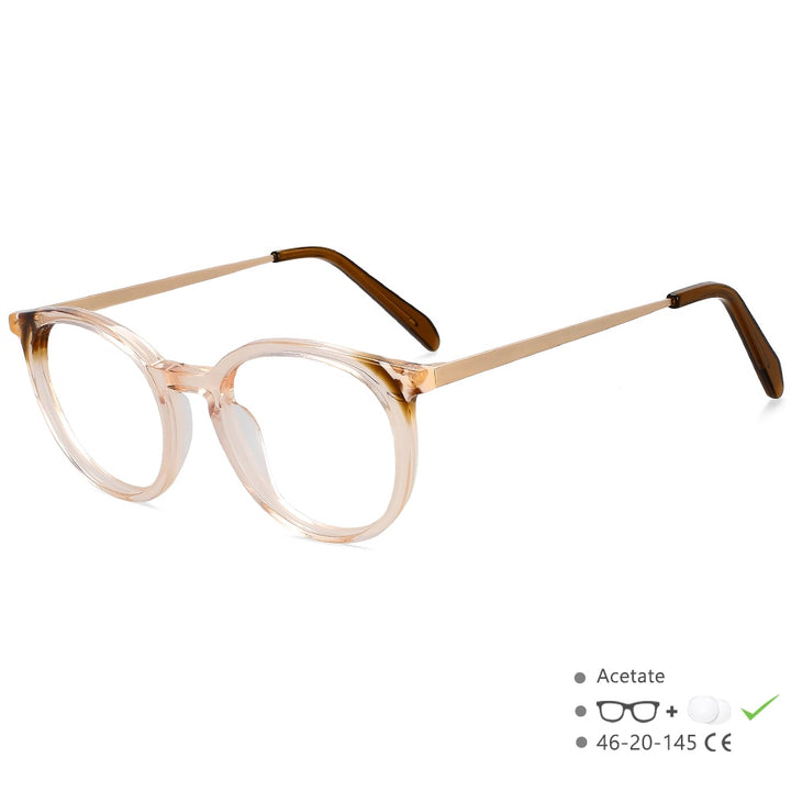 CCspace Unisex Full Rim Small Round Acetate Eyeglasses 55912 Full Rim CCspace Tea China