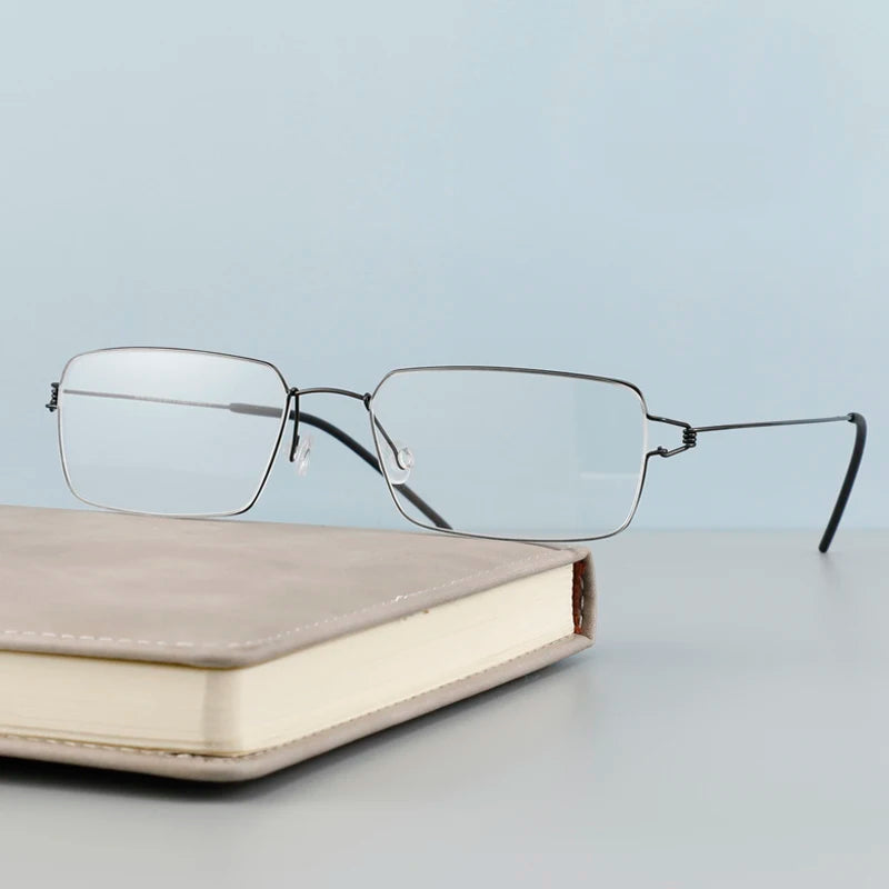 Black Mask Women's Full Rim Square Screwless Titanium Eyeglasses 634137