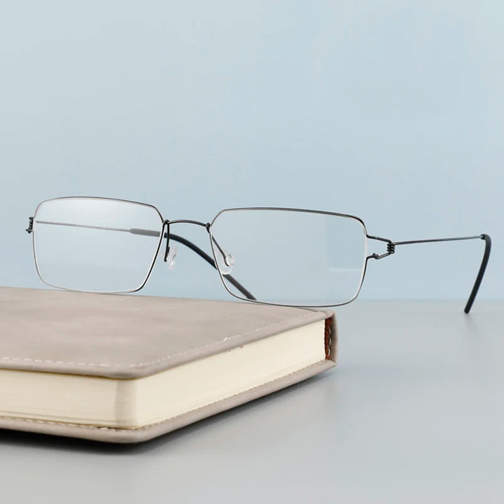 Black Mask Women's Full Rim Square Screwless Titanium Eyeglasses 634137