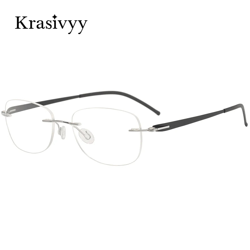 Krasivyy Women's Rimless Flat Top Oval Titanium Eyeglasses 35004