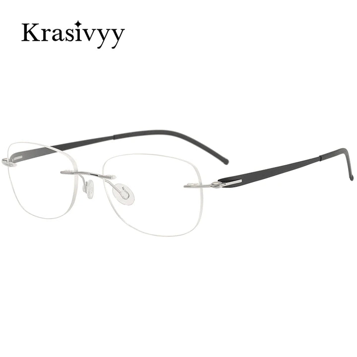 Krasivyy Women's Rimless Flat Top Oval Titanium Eyeglasses 35004