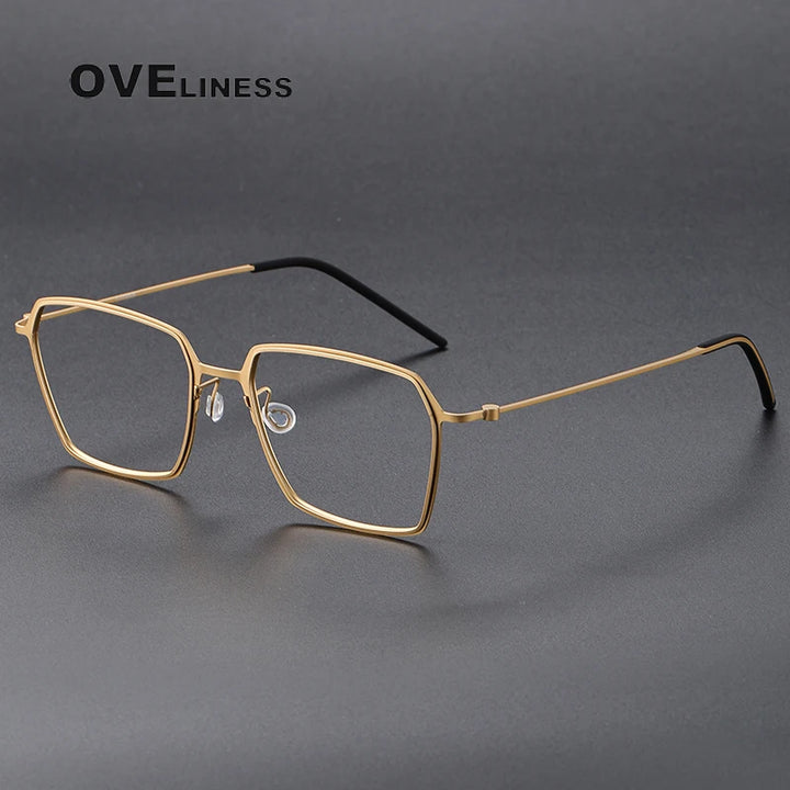 Oveliness Unisex Full RIm Polygon Screwless Titanium Eyeglasses 5514 Full Rim Oveliness gold
