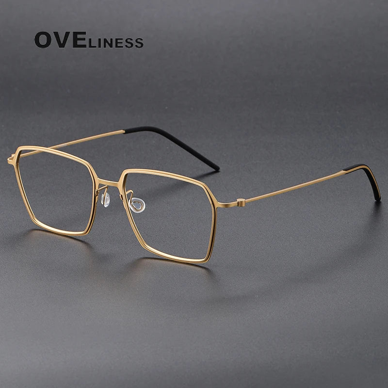 Oveliness Unisex Full RIm Polygon Screwless Titanium Eyeglasses 5514 Full Rim Oveliness gold  