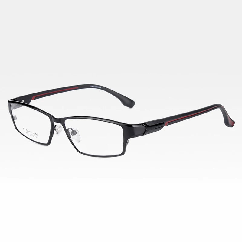 Brightzone Unisex Full Rim Square Titanium Alloy Eyeglasses 71374 Full Rim Brightzone Black-Red