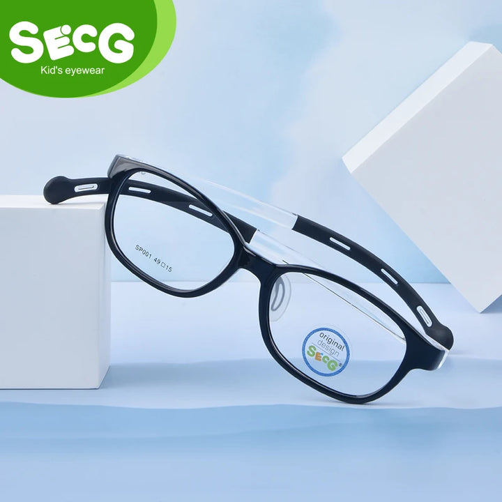 Secg Unisex Youth's Full Rim Square Tr 90 Silicone Eyeglasses 216001
