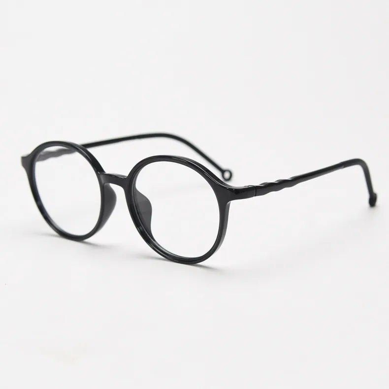 CCspace Unisex Full Rim Round Tr 90 Titanium Eyeglasses 56834 Full Rim CCspace C1Black