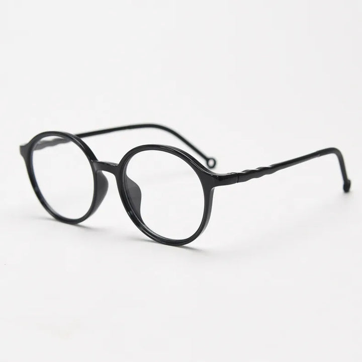CCspace Unisex Full Rim Round Tr 90 Titanium Eyeglasses 56834 Full Rim CCspace C1Black