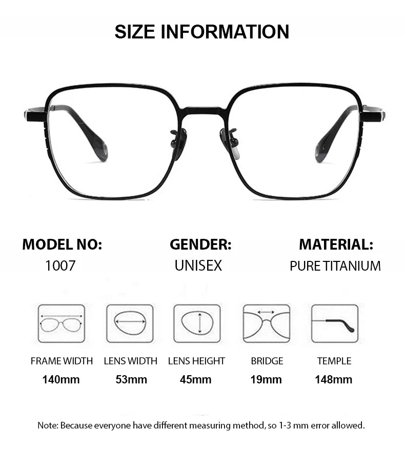 Chashma Ottica Men's Full Rim Polygon Square Titanium Eyeglasses 41007
