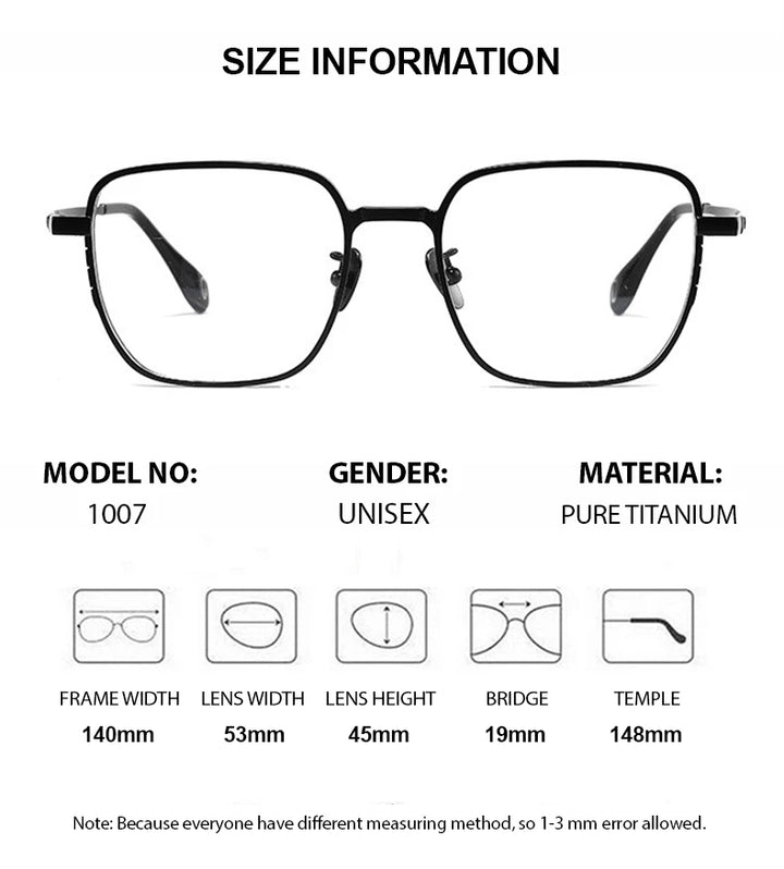 Chashma Ottica Men's Full Rim Polygon Square Titanium Eyeglasses 41007