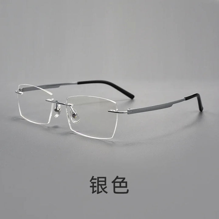 Reven Jate Unisex Rimless Polygon Square Titanium Eyeglasses 615801