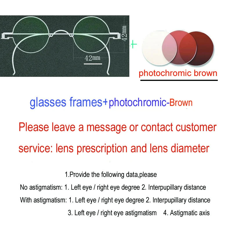 Yujo Unisex Full Rim Round Stainless Steel Custom Eyeglasses Y4042 Full Rim Yujo Brown42 CHINA