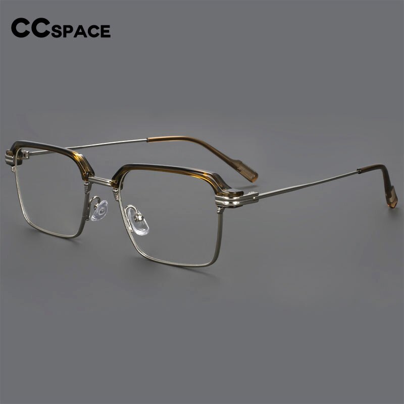 CCspace Men's Full Rim Square Brow Line Alloy Acetate Eyeglasses 55916 Full Rim CCspace