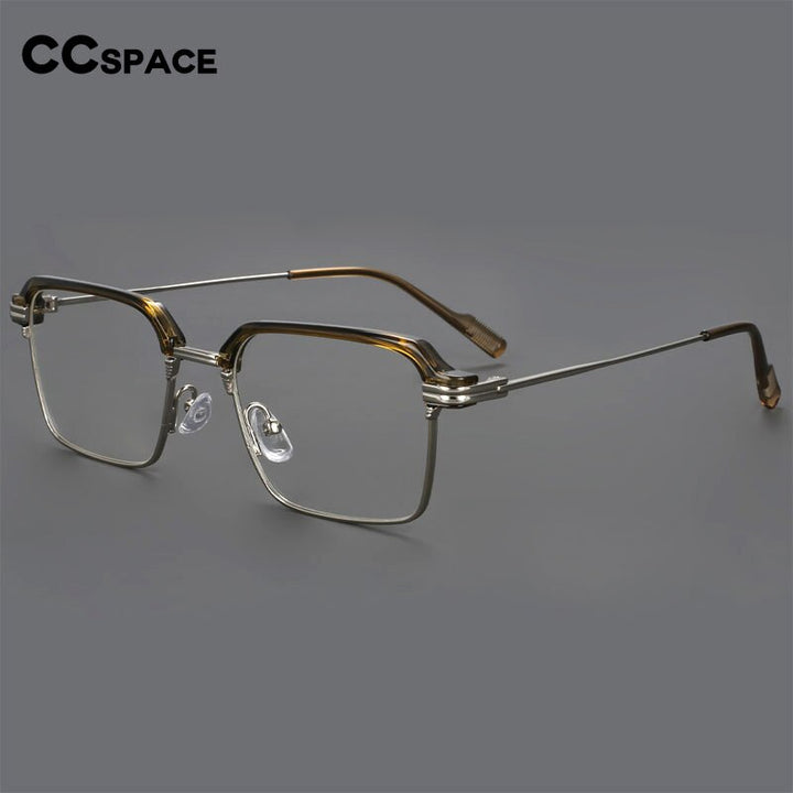 CCspace Men's Full Rim Square Brow Line Alloy Acetate Eyeglasses 55916 Full Rim CCspace