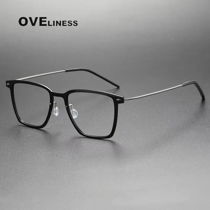 Oveliness Women's Full Rim Square Acetate Titanium Eyeglasses 16554