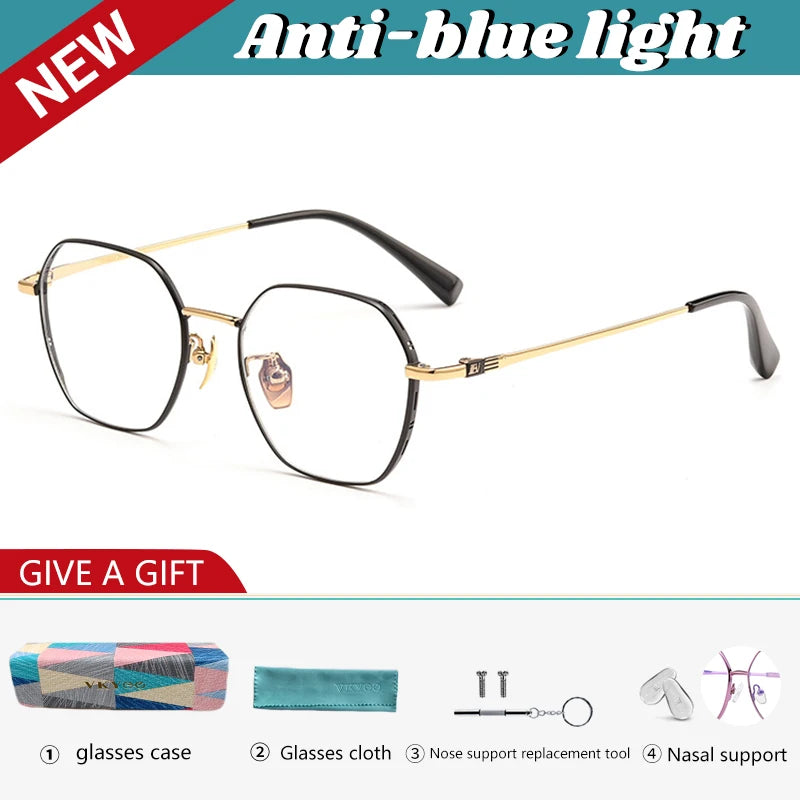 Vicky Unisex Youth Full Rim Polygon Titanium Reading Glasses 687008