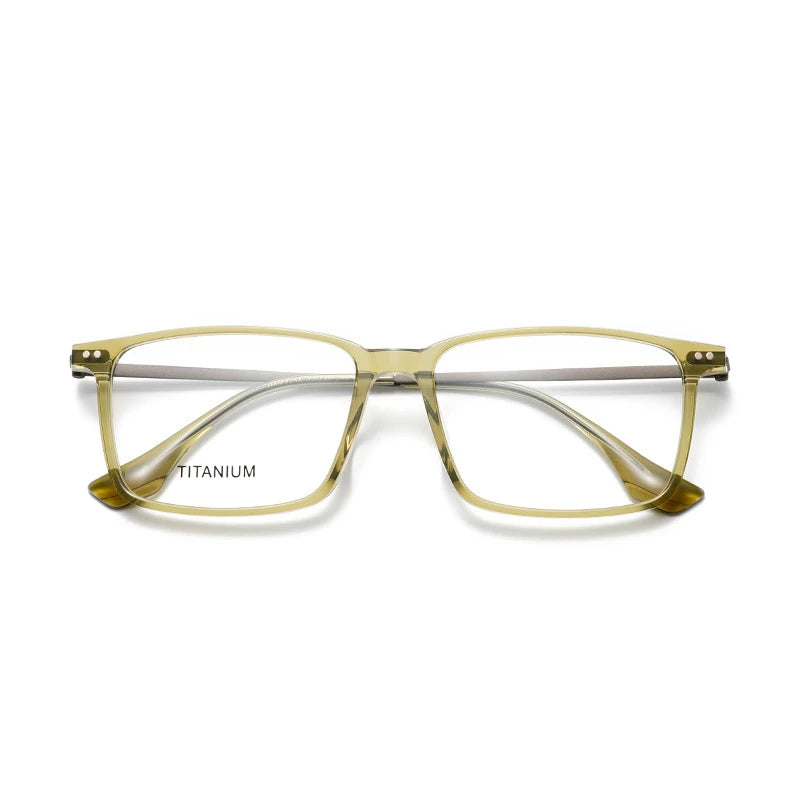 Aror Unisex Full Rim Square Acetate Titanium Eyeglasses 842195 Full Rim Aror transparent Green